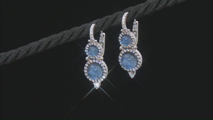 Judith Ripka 7mm Dumortierite & 1.0ctw Bella Luce® Diamond Simulant Rhodium Over Sterling Earrings Video Thumbnail