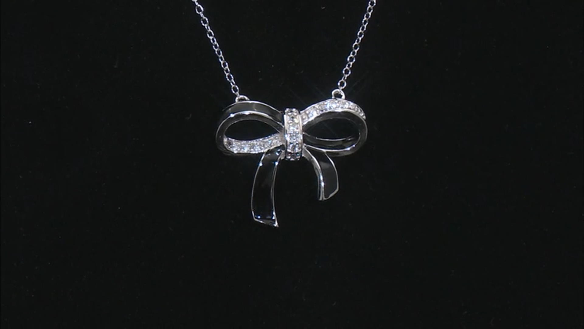White Cubic Zirconia Rhodium Over Sterling Silver Bow Necklace 0.43ctw Video Thumbnail