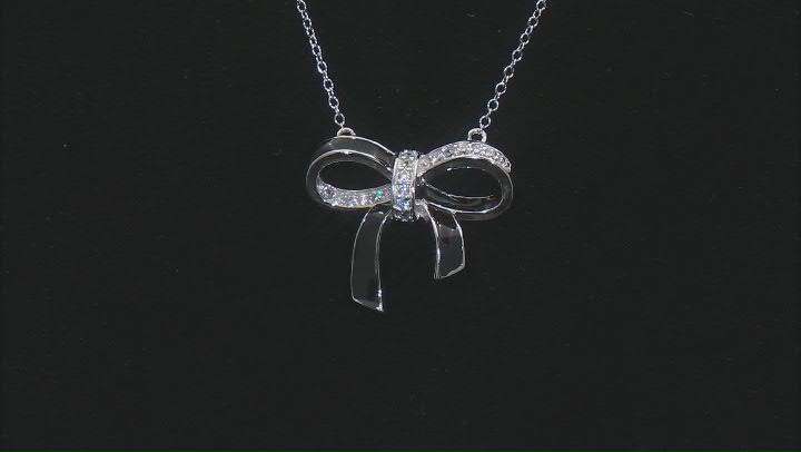 White Cubic Zirconia Rhodium Over Sterling Silver Bow Necklace 0.43ctw Video Thumbnail