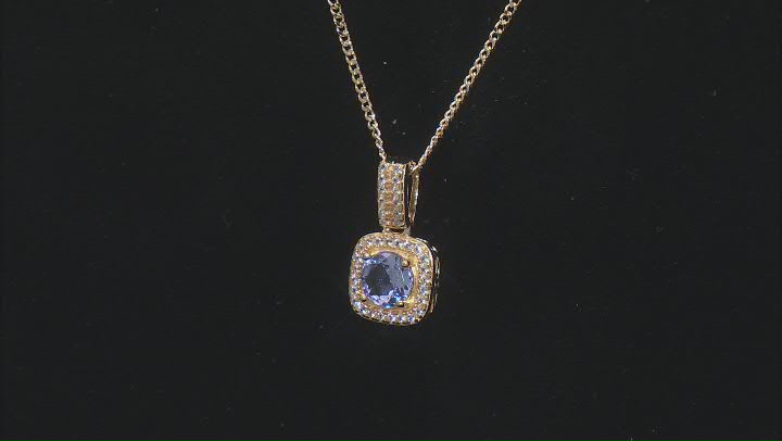 Tanzanite & White Lab Sapphire 18k Yellow Gold Over Sterling Silver Pendant With Chain 0.98ctw Video Thumbnail
