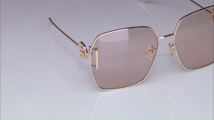 Gucci Gold Tone Frame / Brown Lens Sunglasses Video Thumbnail