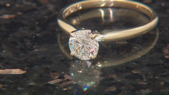 Round White Lab-Grown Diamond 14k Yellow Gold Solitaire Ring 1.00ctw Video Thumbnail