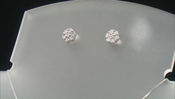 White Diamond Rhodium over Sterling Silver Cluster Pendant and Earring Set 0.50ctw Video Thumbnail