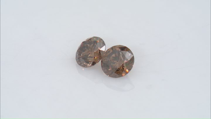 Natural Mocha Brown  Diamond 5.66mm Round Matched Pair 1.44ctw Video Thumbnail