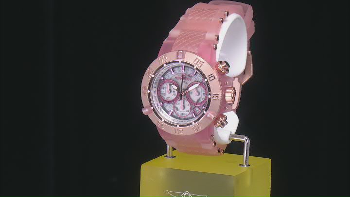 Invicta Subaqua 42mm Rose Bezel Pink Silicone Strap Quartz Watch Video Thumbnail