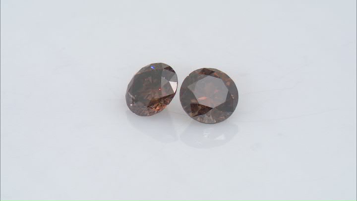 Natural Mocha Brown Diamond 5.74mm Round Matched Pair 1.49ctw Video Thumbnail