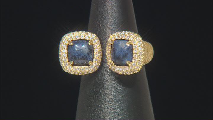 Judith Ripka 7mm Dumortierite & 0.90ctw Bella Luce® Diamond Simulant 14K Gold Clad Ring Video Thumbnail