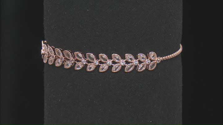 White Lab Created Sapphire 18k Rose Gold Over Sterling Silver Bracelet 2.07ctw Video Thumbnail
