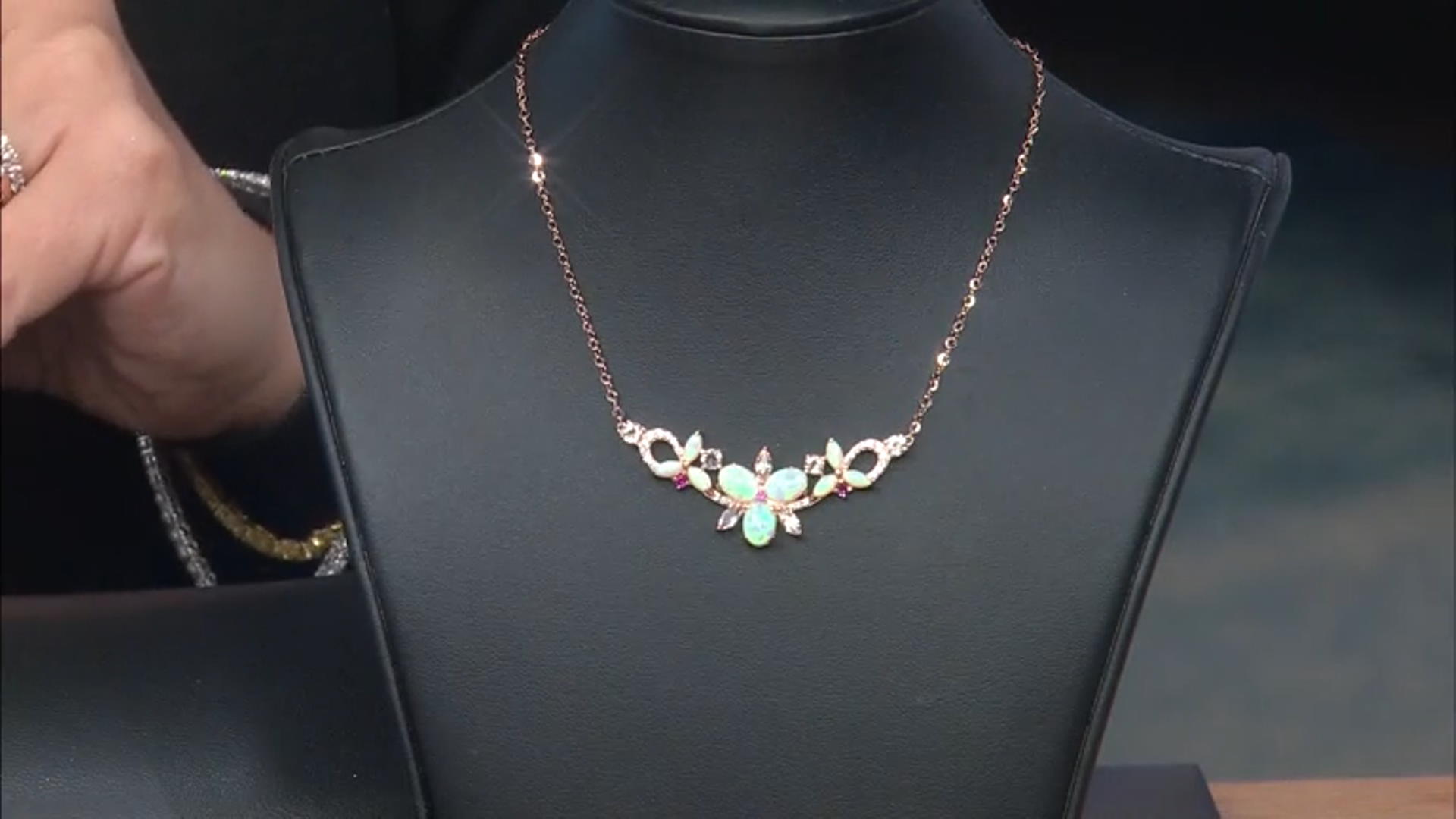 White Lab Created Opal 18k Rose Gold Over Sterling Silver Necklace 2.28ctw Video Thumbnail
