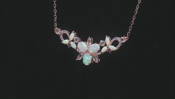 White Lab Created Opal 18k Rose Gold Over Sterling Silver Necklace 2.28ctw Video Thumbnail