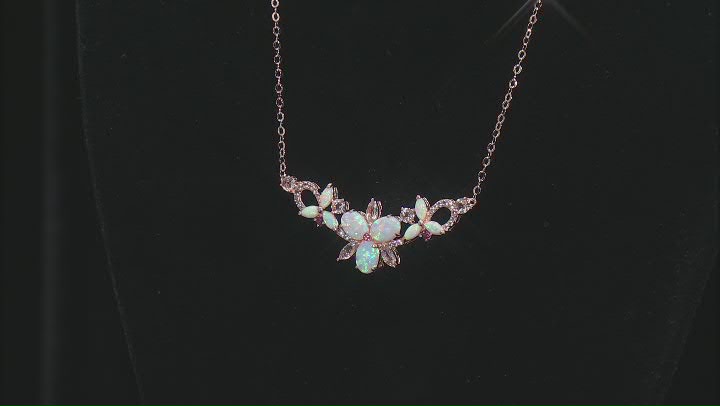 White Lab Created Opal 18k Rose Gold Over Sterling Silver Necklace 2.28ctw Video Thumbnail