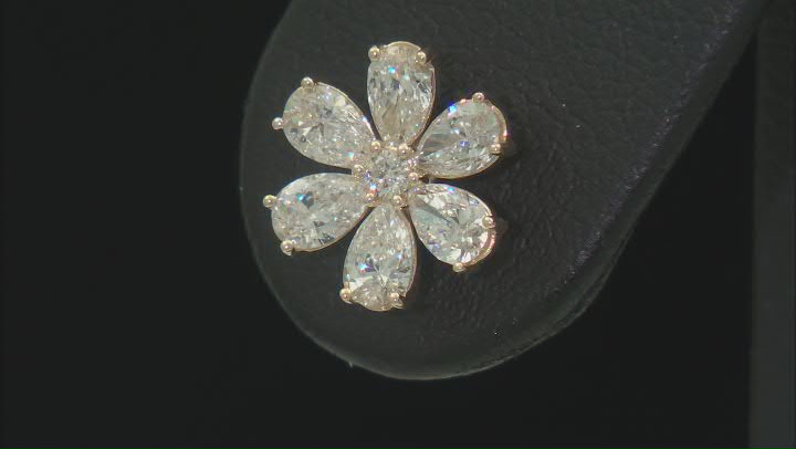 White Lab Grown Diamond, 14k Yellow Gold Flower Stud Earrings 1.25ctw Video Thumbnail