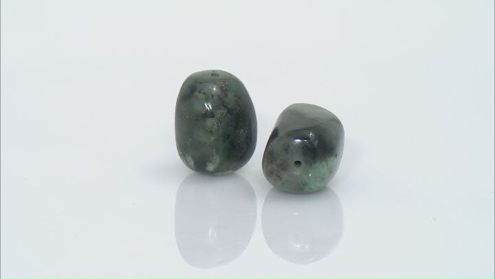Bahia Brazilian Emerald in Matrix Focal Bead appx 22x16mm Polished Nugget Set of 2 Video Thumbnail