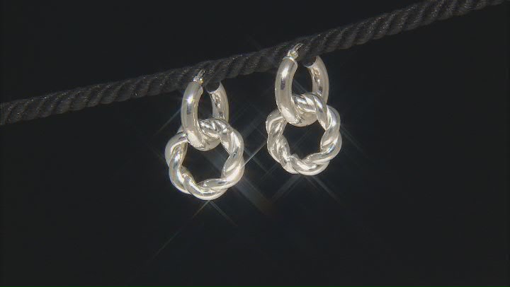950 Sterling Silver Polished & Twisted Convertible Double Hoop Earrings Video Thumbnail