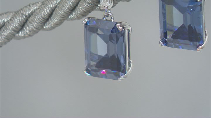 Blue And White Cubic Zirconia Rhodium Over Silver Earrings Video Thumbnail