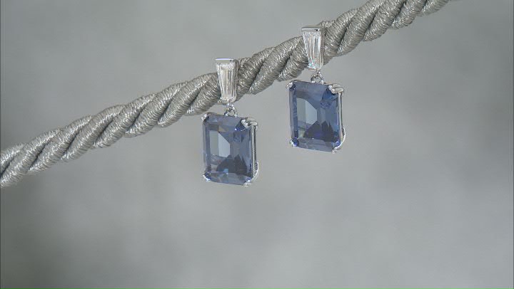 Blue And White Cubic Zirconia Rhodium Over Silver Earrings Video Thumbnail