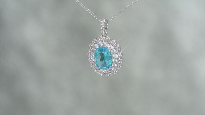 Swiss Blue Topaz Rhodium Over Sterling Silver Pendant with Chain 2.69ctw Video Thumbnail