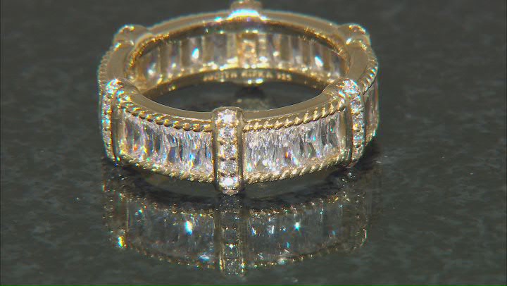 Judith Ripka 5.93ctw Baguette Bella Luce Diamond Simulant 14k Gold Clad Ring Video Thumbnail