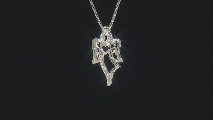White Diamond Accent Rhodium Over Brass 3 Piece Angel And Snowflake Pendant And Earring Set Video Thumbnail