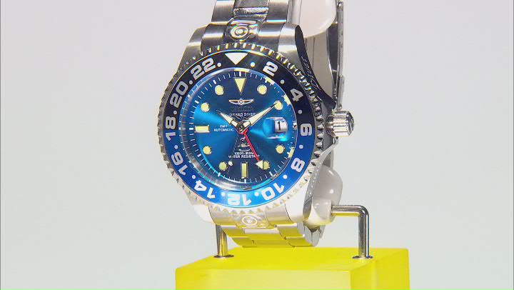 Invicta 47mm Grand Diver GMT Automatic Stainless Steel Watch Video Thumbnail