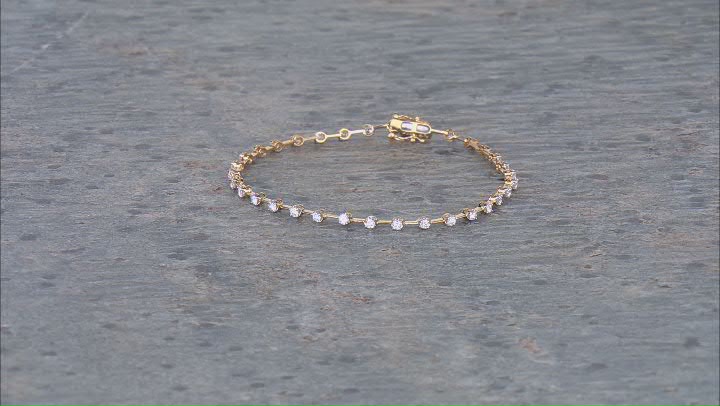 White Lab-Grown Diamond, 14k Yellow Gold Over Silver Bracelet 1.00ctw Video Thumbnail