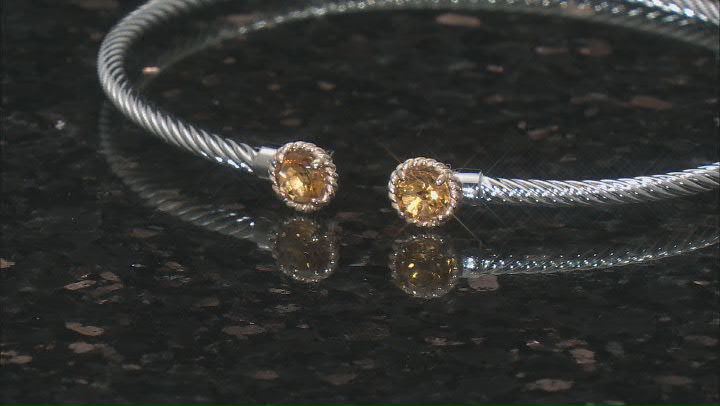 Yellow Citrine Rhodium Over Sterling Silver with 10k Yellow Gold Two-tone Cuff Bracelet 0.84ctw Video Thumbnail