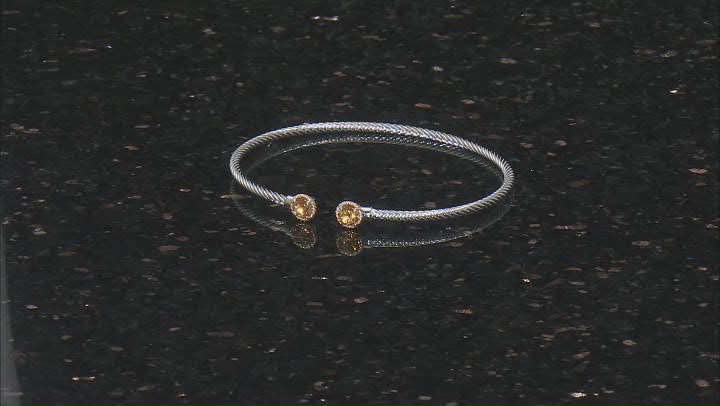 Yellow Citrine Rhodium Over Sterling Silver with 10k Yellow Gold Two-tone Cuff Bracelet 0.84ctw Video Thumbnail