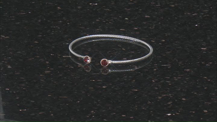 Red Garnet Rhodium Over Sterling Silver with 10k Yellow Gold Two-tone Cuff Bracelet 1.08ctw Video Thumbnail
