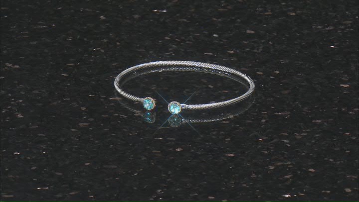 Swiss Blue Topaz Rhodium Over Sterling Silver with 10k Yellow Gold Two-tone Cuff Bracelet 1.07ctw Video Thumbnail