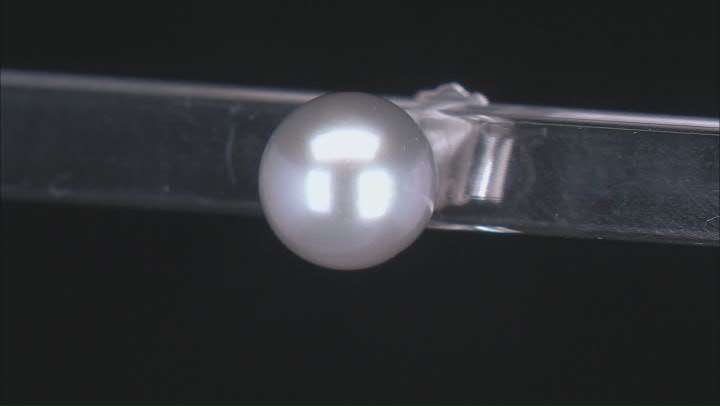 Platinum Cultured Freshwater Pearl Rhodium Over Sterling Silver Earrings Video Thumbnail