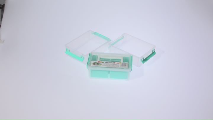 Joy Filled Storage 3 Stackable Clear Plastic Storage Containers with Turquoise Handles (8x6x2.5in) Video Thumbnail