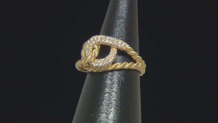 Judith Ripka 1.10ctw Bella Luce® Diamond Simulant 14K Yellow Gold Clad Pave Link Ring Video Thumbnail