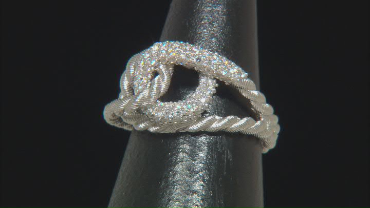 Judith Ripka 1.10ctw Bella Luce® Diamond Simulant Rhodium Over Sterling Silver Pave Link Ring Video Thumbnail