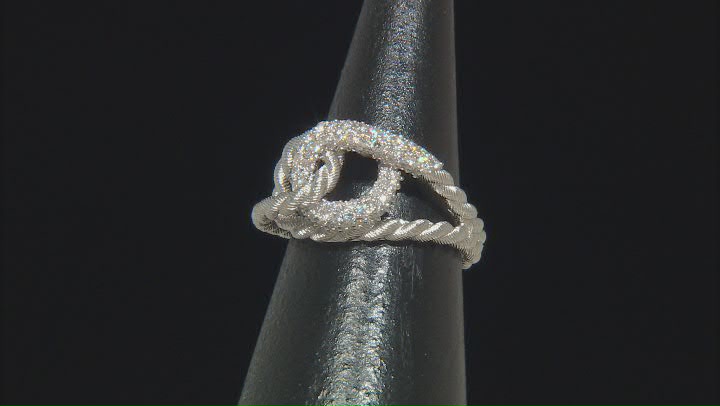 Judith Ripka 1.10ctw Bella Luce® Diamond Simulant Rhodium Over Sterling Silver Pave Link Ring Video Thumbnail