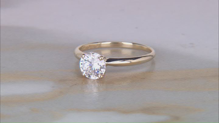 14k Yellow Gold 1.10ct Round White IGI Certified Lab-Grown Diamond Solitaire Ring F/VS1 Video Thumbnail