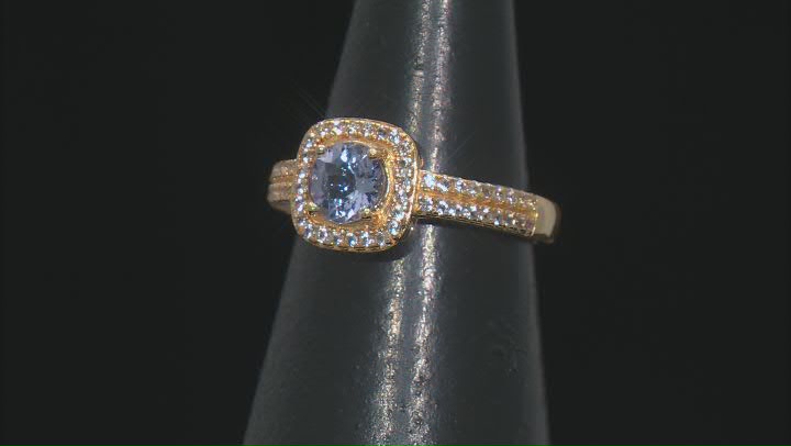 Tanzanite And White Lab Created Sapphire 18k Yellow Gold Over Sterling Silver Ring 1.13ctw Video Thumbnail