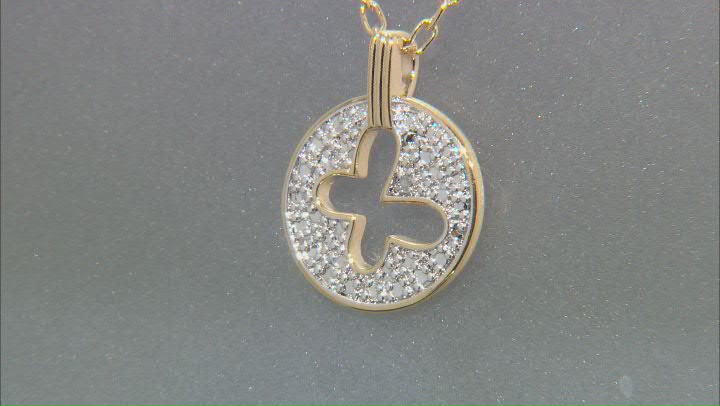 White Diamond Accent 18k Yellow Gold Over Bronze Butterfly Pendant With Cable Chain Video Thumbnail