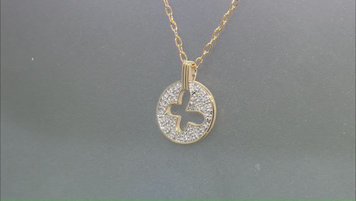 White Diamond Accent 18k Yellow Gold Over Bronze Butterfly Pendant With Cable Chain Video Thumbnail