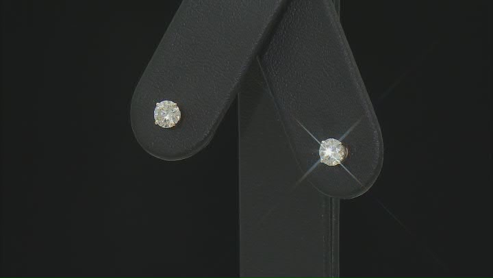 14k Yellow Gold 0.75ctw Round White IGI Card Cert Lab-Grown Diamond Solitaire Earrings F-G/VS2-SI1 Video Thumbnail