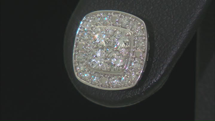 White Lab-Grown Diamond, Sterling Silver Cluster Stud Earrings 1.00ctw Video Thumbnail