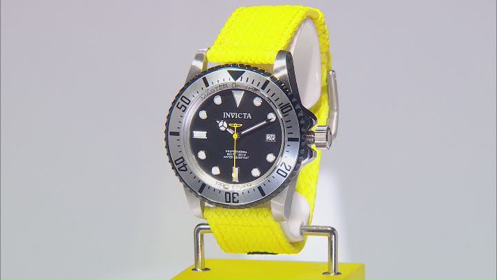 Invicta Pro Diver 44mm Black Dial Yellow Polyester Automatic Watch Video Thumbnail