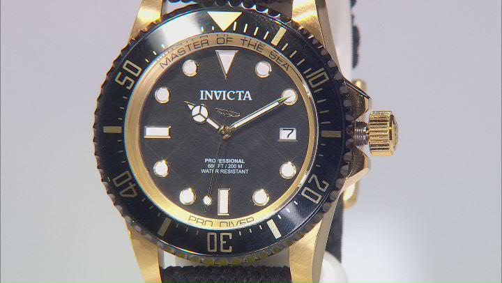 Invicta Pro Diver 44mm Black Polyester Automatic Watch Video Thumbnail