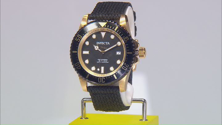 Invicta Pro Diver 44mm Black Polyester Automatic Watch Video Thumbnail