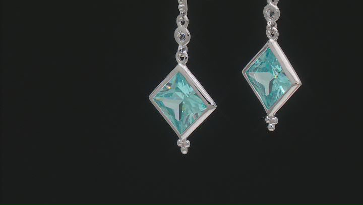 Judith Ripka 4ctw Square Sky Blue Bella Luce Topaz Simulant Rhodium Over Silver Earrings w/Topaz Video Thumbnail