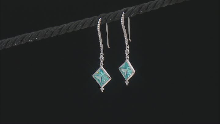 Judith Ripka 4ctw Square Sky Blue Bella Luce Topaz Simulant Rhodium Over Silver Earrings w/Topaz Video Thumbnail