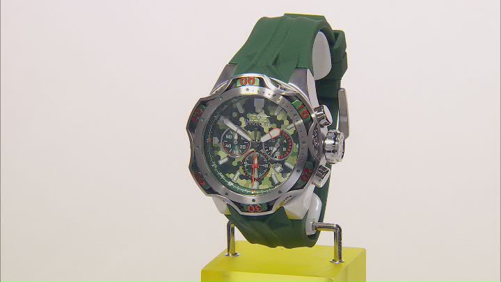 Invicta Venom Combat 52.5mm Green Dial Yellow Accents Stainless Steel Bracelet Quartz Watch Video Thumbnail