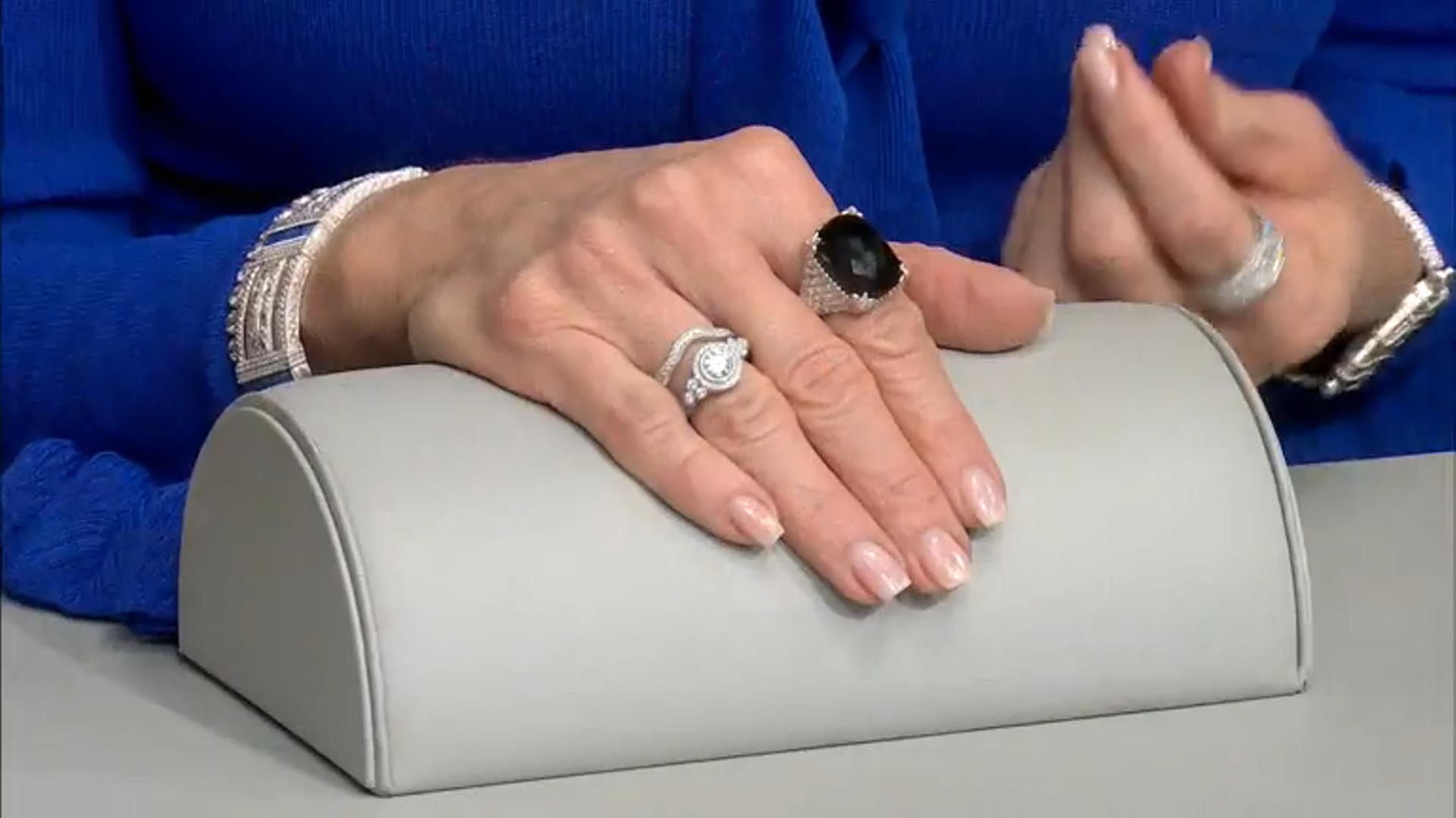 Judith Ripka 3.26ctw Round Bella Luce Diamond Simulant Rhodium Over Sterling Silver Ring Set Video Thumbnail