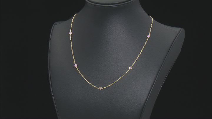 Judith Ripka 1.0ctw Round Pink Bella Luce Diamond Simulant 14k Gold Clad 5-Station Necklace Video Thumbnail