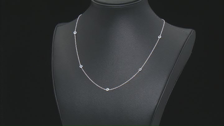 Judith Ripka 1.0ctw Round Blue Topaz Rhodium Over Sterling Silver 5-Station Necklace Video Thumbnail