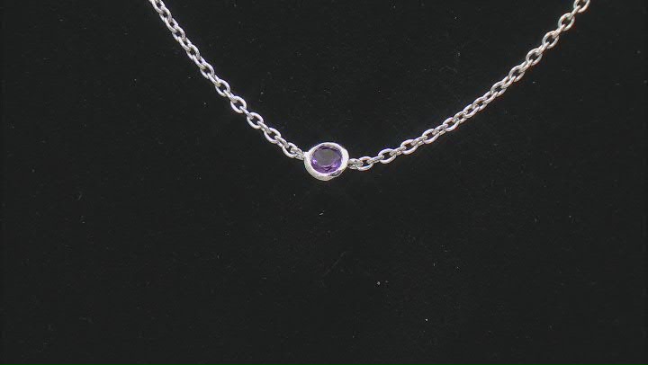 Judith Ripka 1.0ctw Round Amethyst Rhodium Over Sterling Silver 5-Station Necklace Video Thumbnail